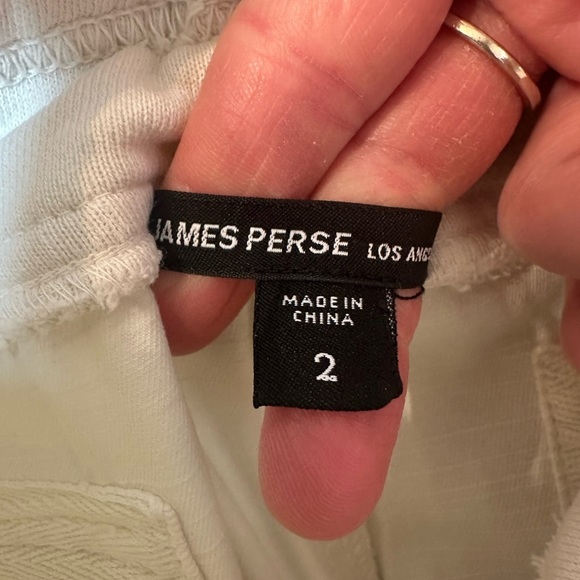 James Perse Alabaster Pigment Ivory Cream Cropped Mixed Media Pant 2 - Picture 5 of 10